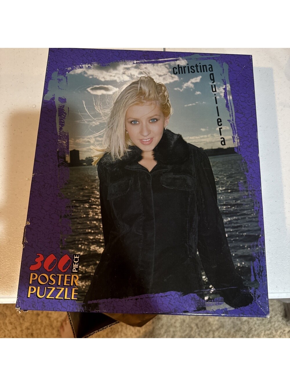 Sealed 2000 Christina Aguilera 300 Pc Poster Puzzle MB Hasbro 24x36 Y2K W Stand
